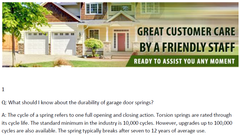 FAQs on Garage Door Springs - Garage Door Repair Watauga